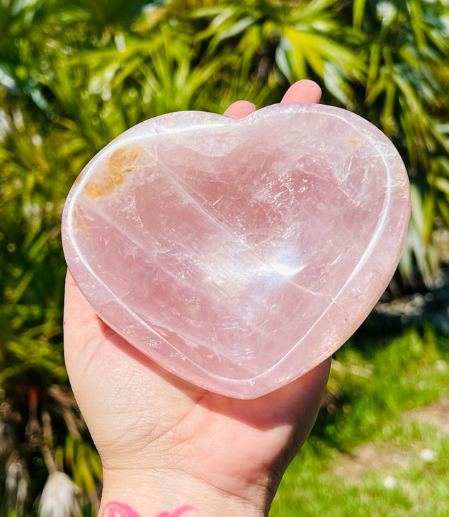 Rose Quartz Heart Crystal Bowl (Large)