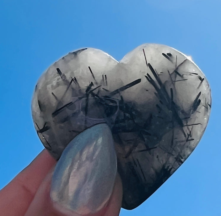 Black tourmaline Quartz Heart