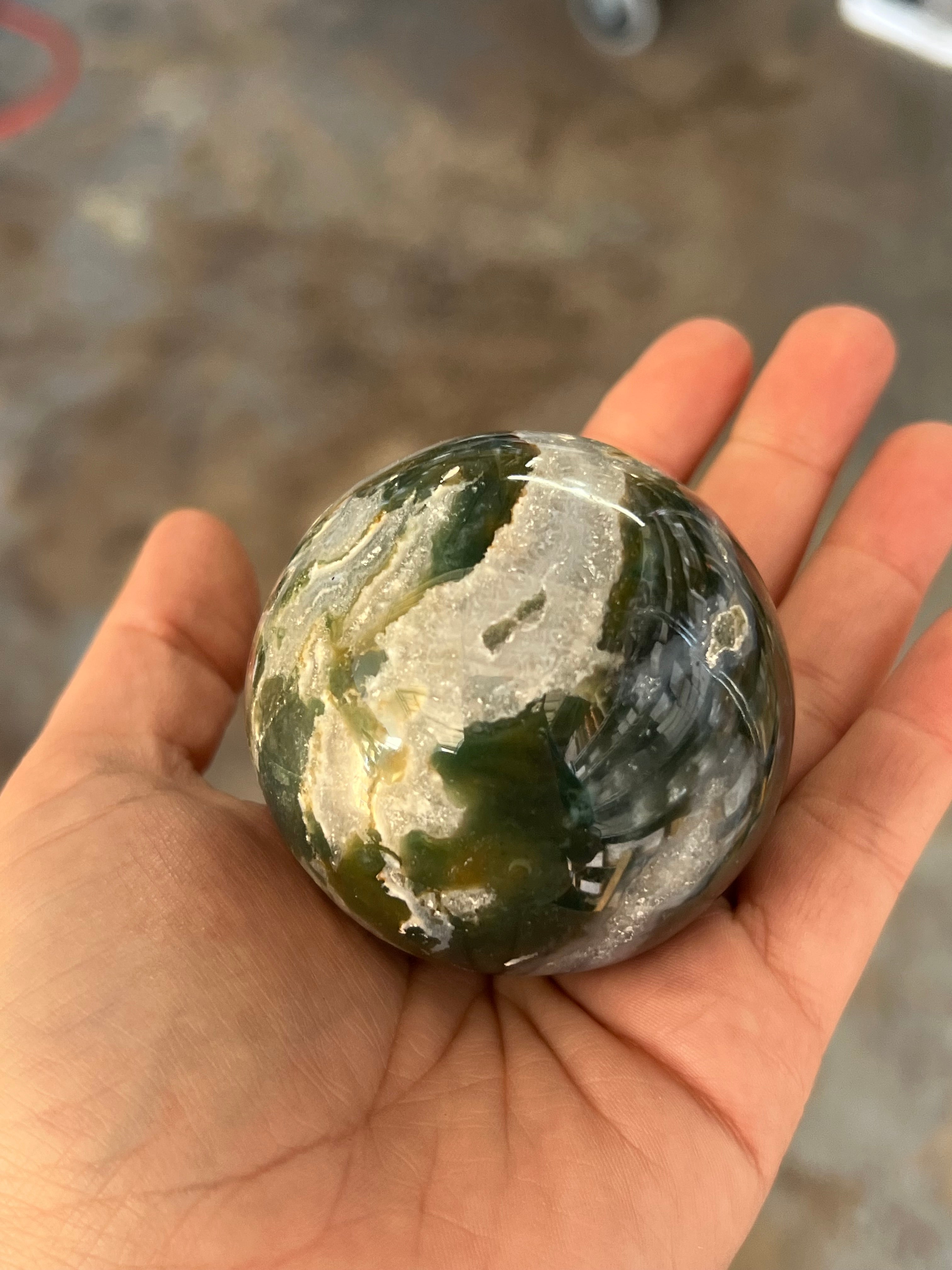 Moss agate sphere