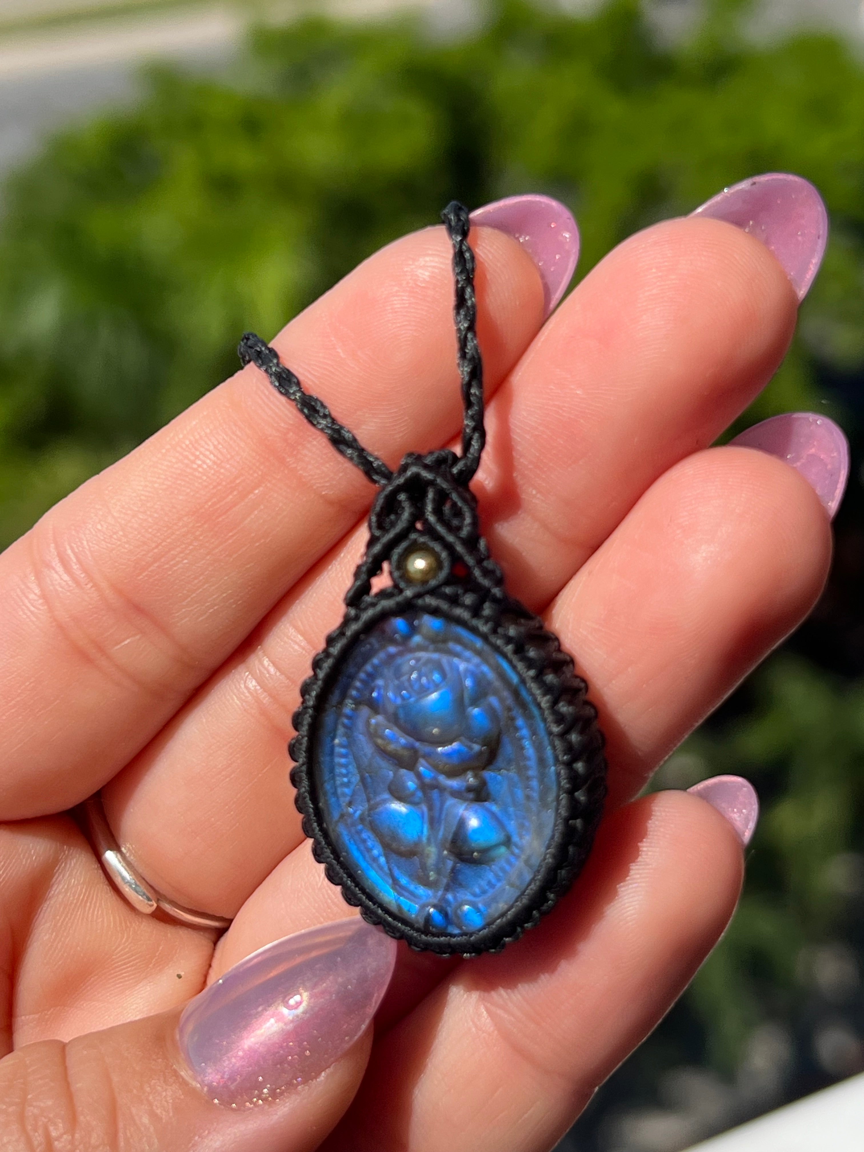 Labradorite Rose Amulet Necklace