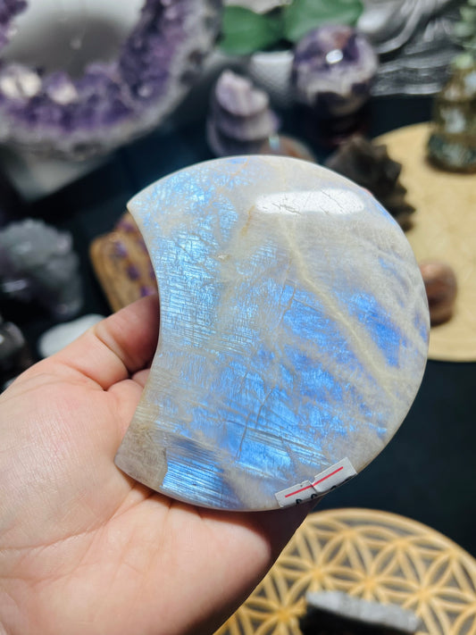 Rainbow Moonstone Cresent Moon