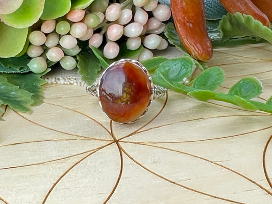 Fire agate sterling ring