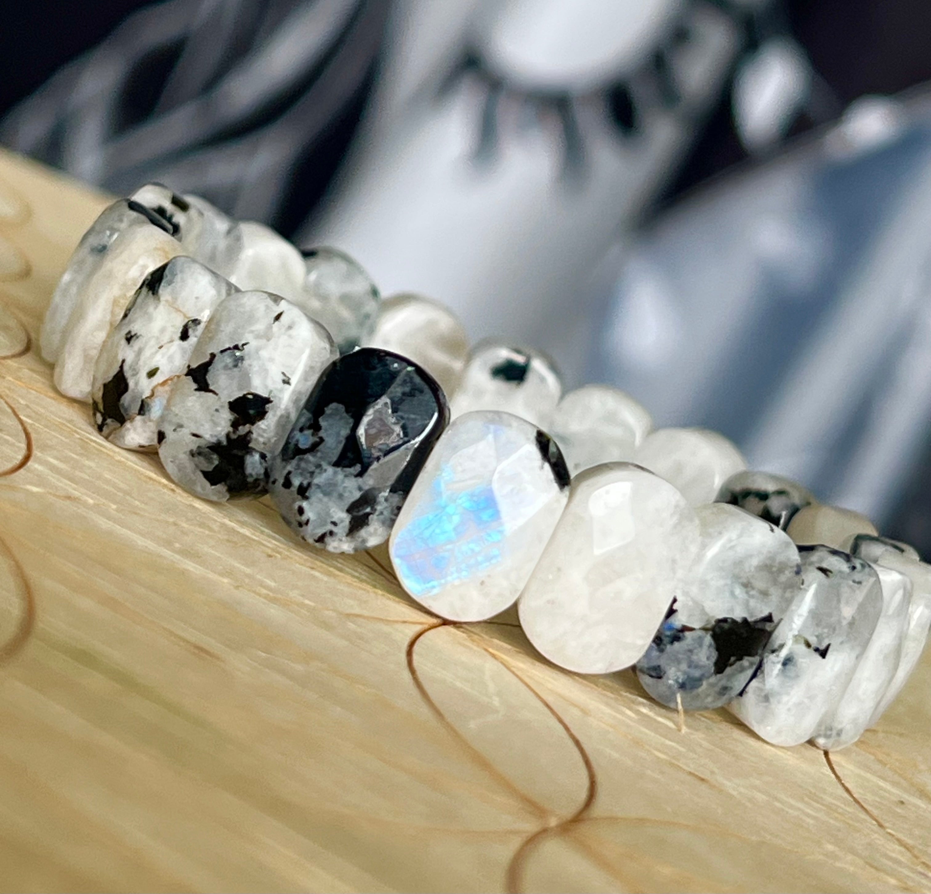 Rainbow Moonstone Bangle Bracelet