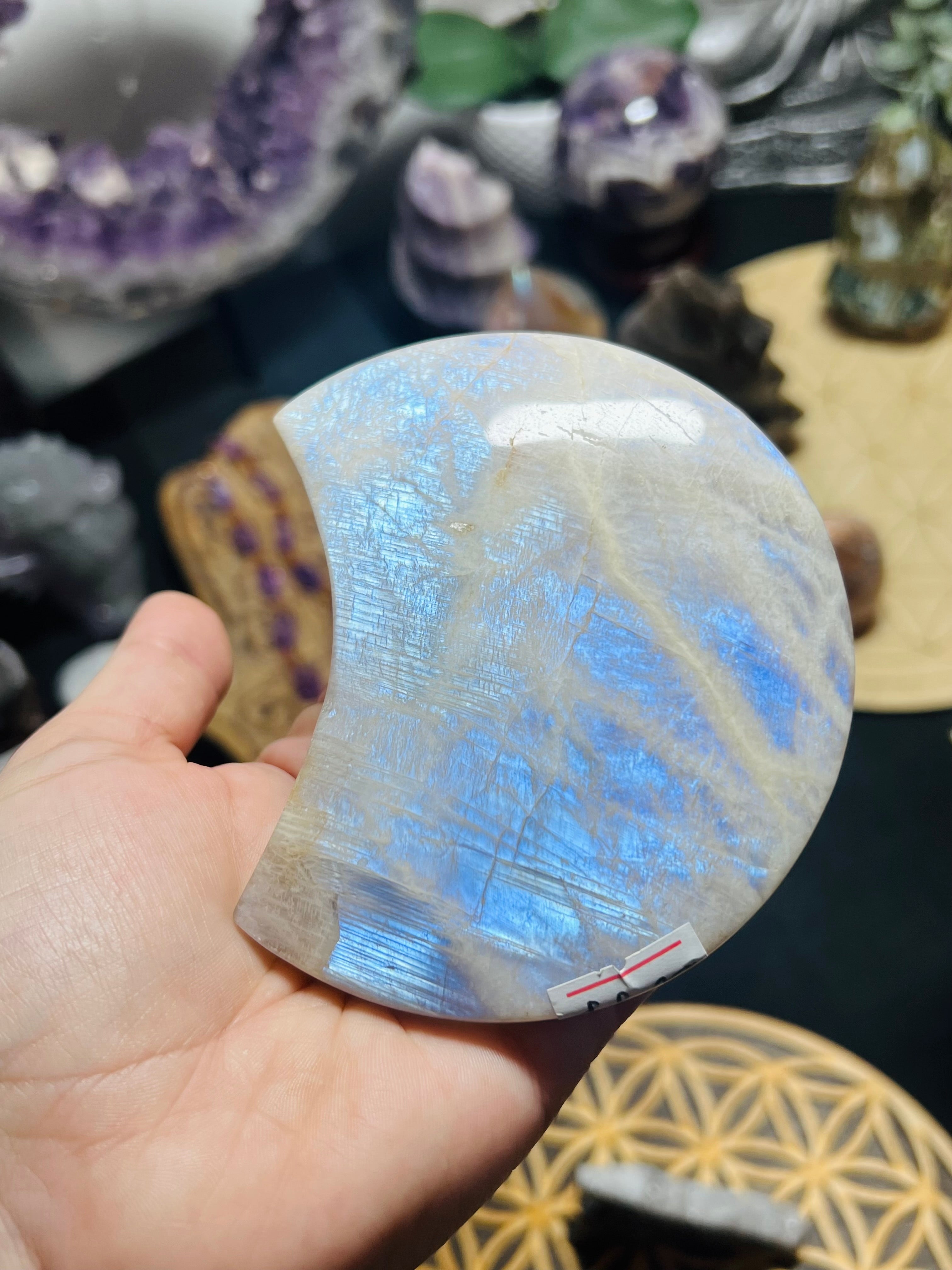 Rainbow Moonstone Cresent Moon