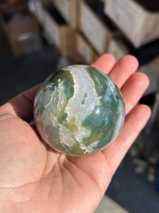 Moss agate sphere