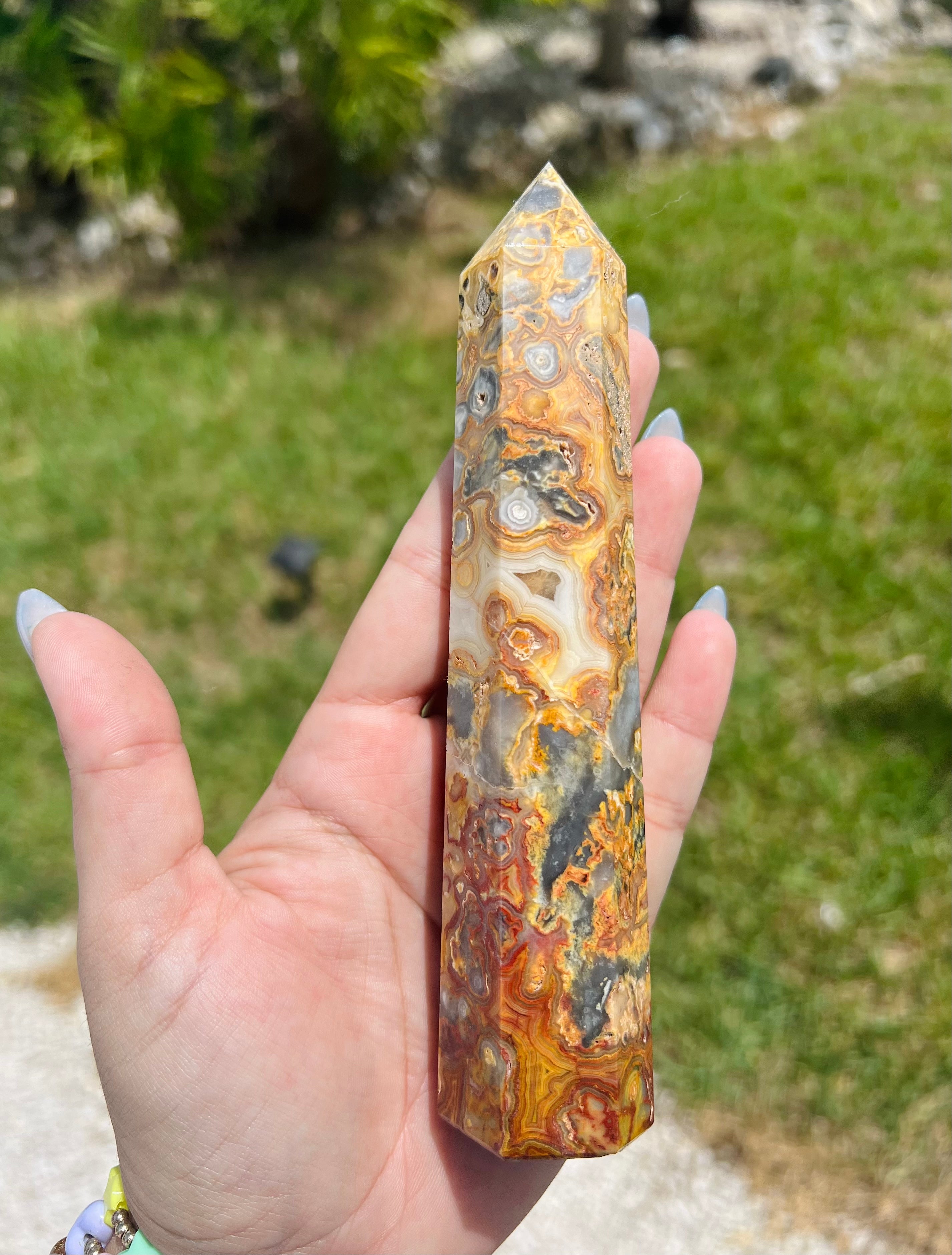 Crazy lace agate large tower