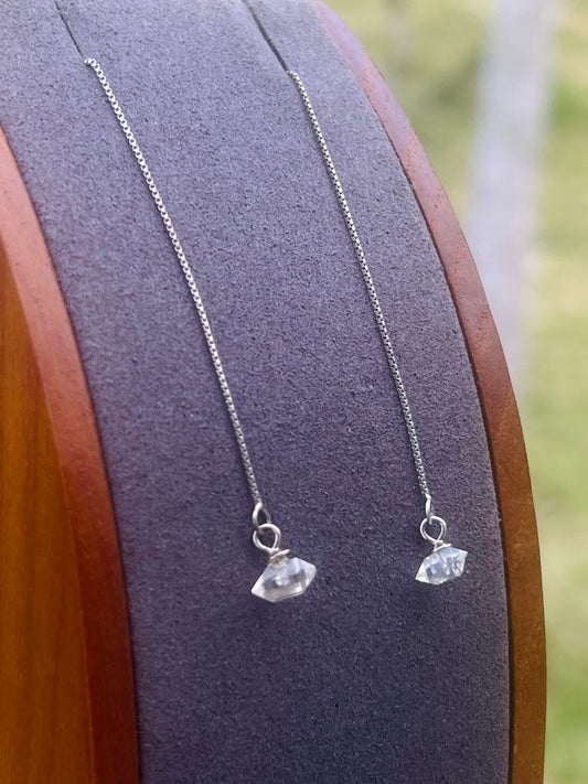 Raw Herkimer Diamond Earrings Sterling Silver