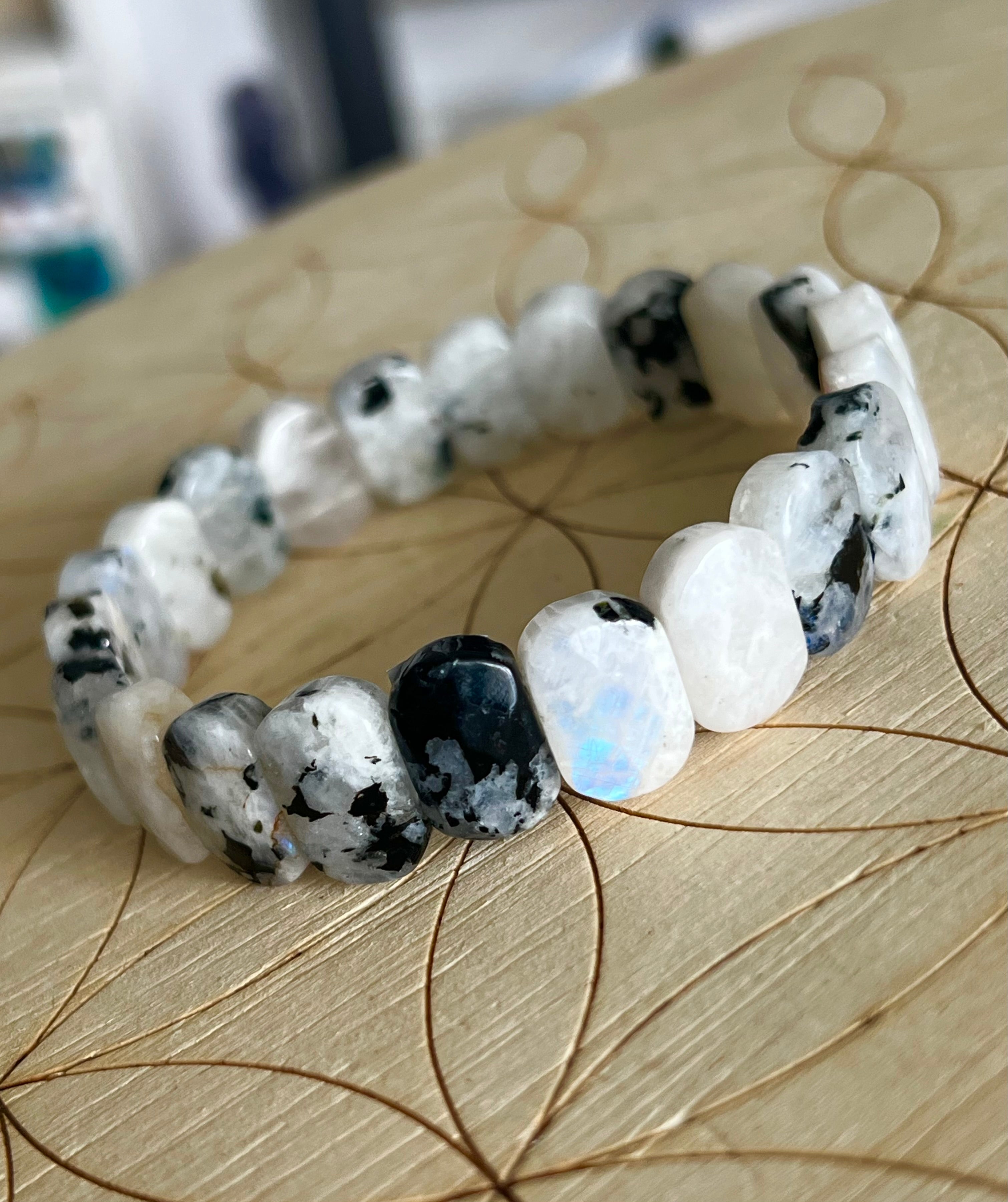Rainbow Moonstone Bangle Bracelet