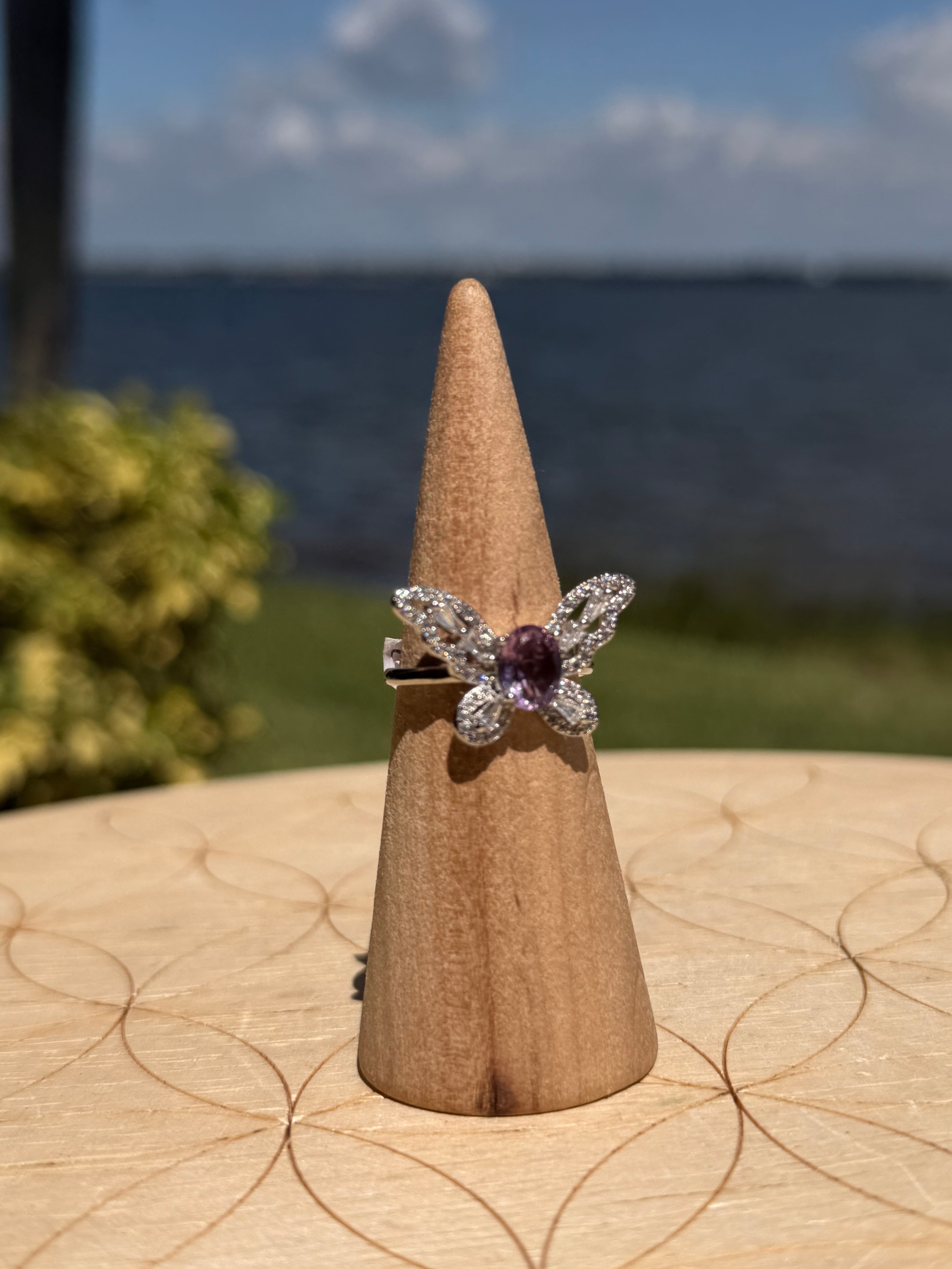 💜 Amethyst Butterfly Adjustable Ring 🦋