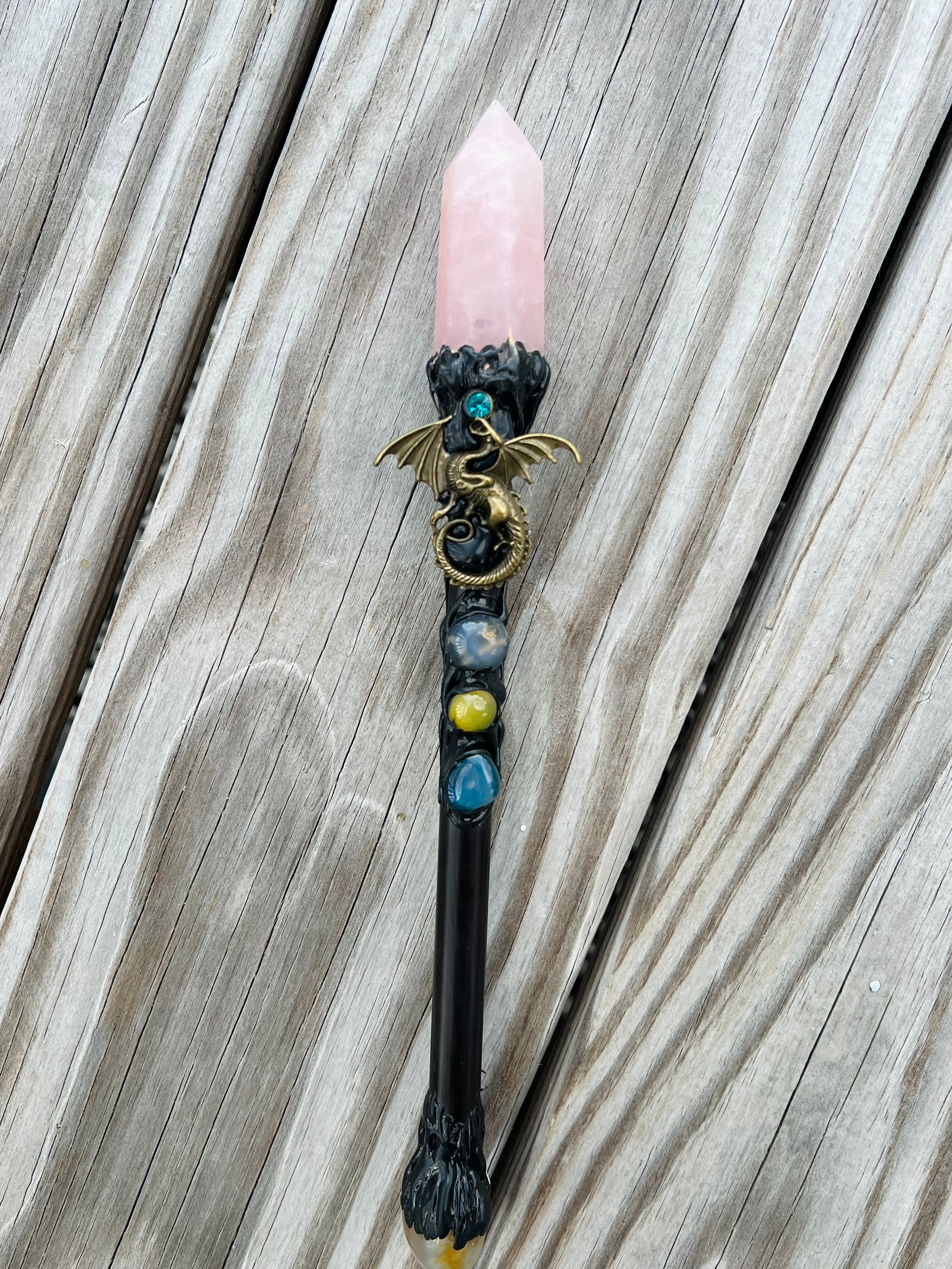 Dragon Rose Quartz Wand