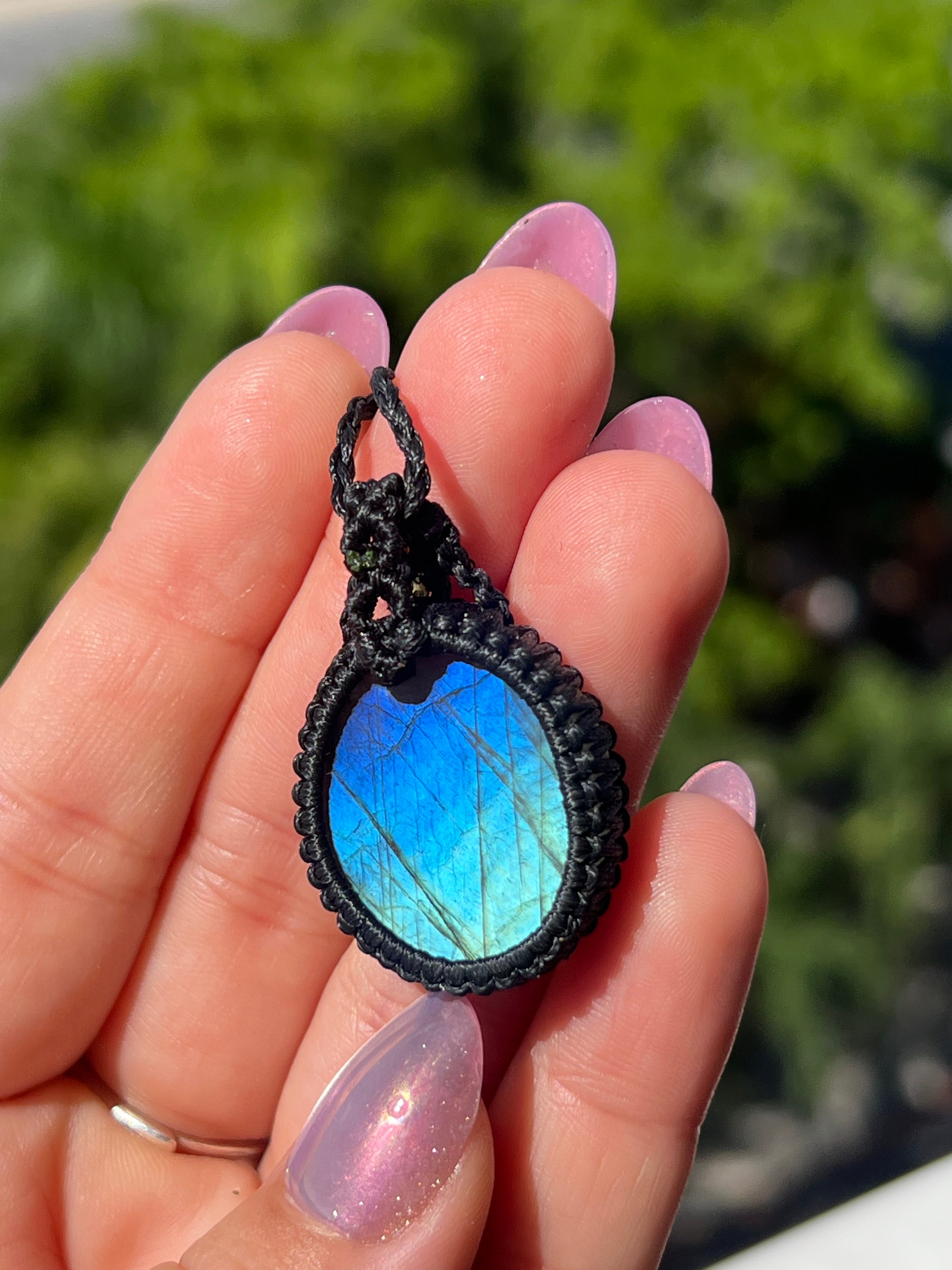 Labradorite Rose Amulet Necklace