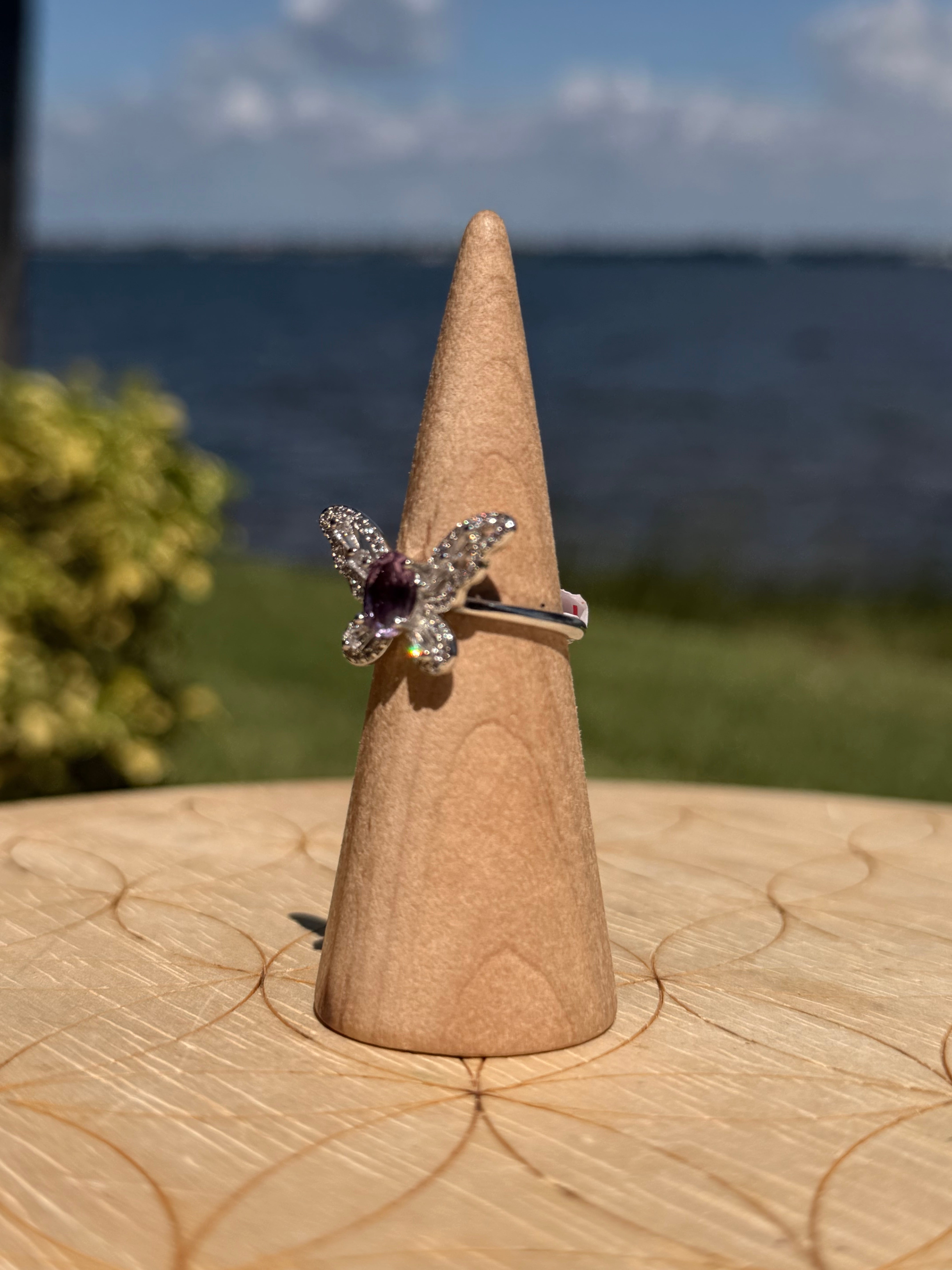 💜 Amethyst Butterfly Adjustable Ring 🦋
