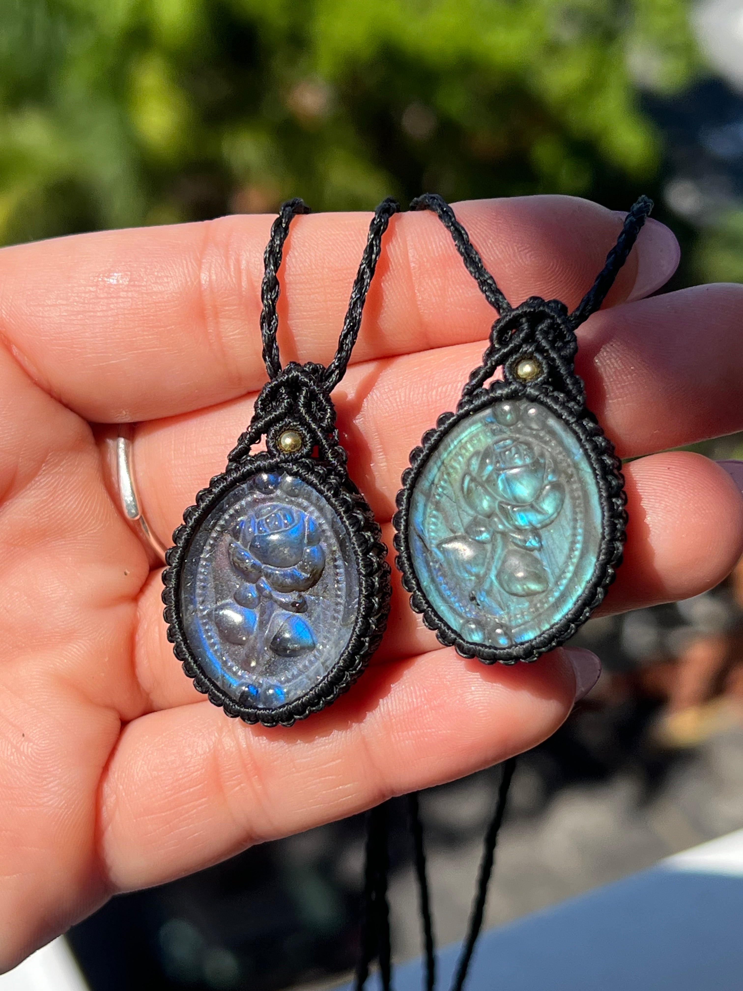 Labradorite Rose Amulet Necklace