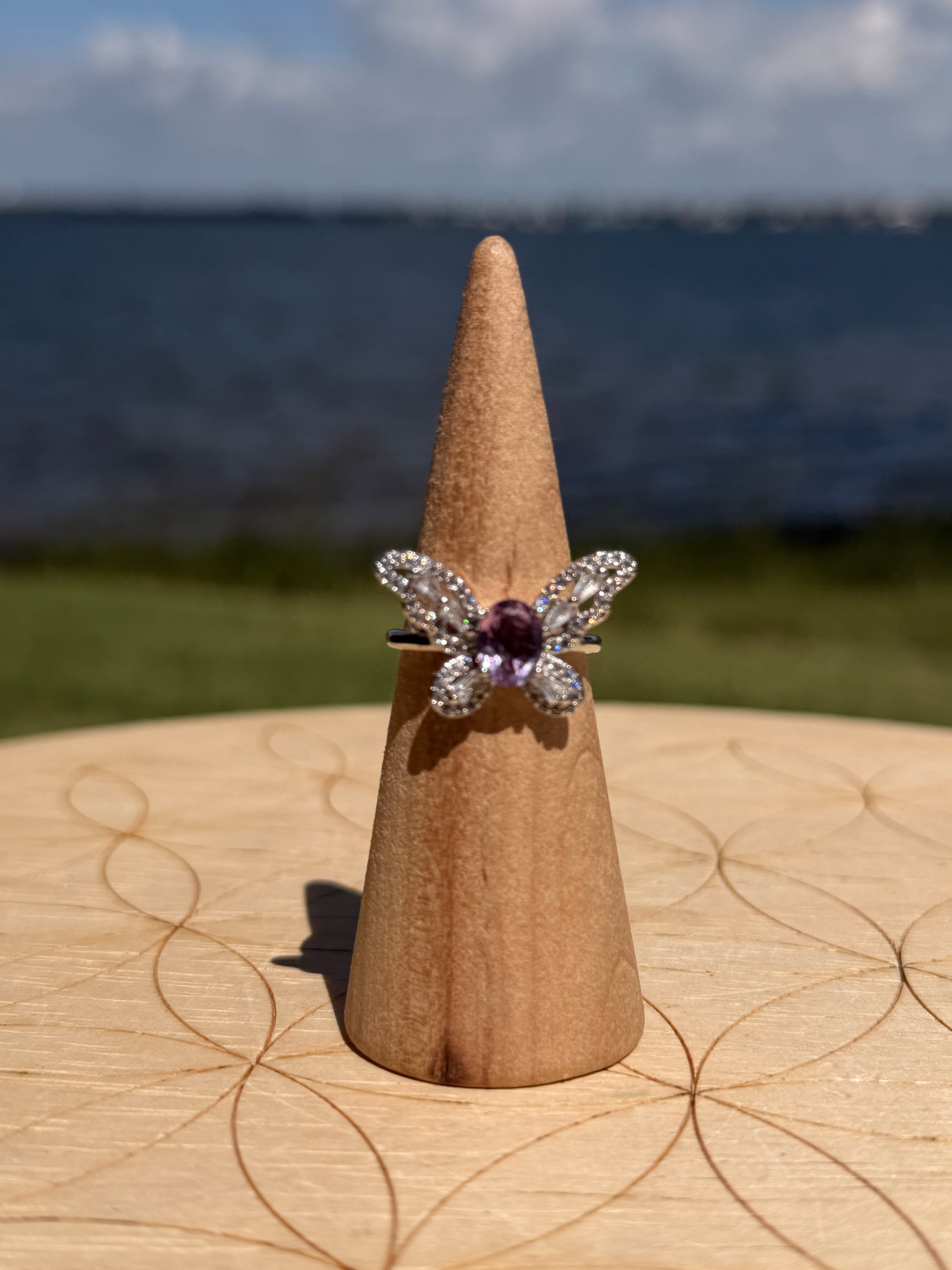 💜 Amethyst Butterfly Adjustable Ring 🦋