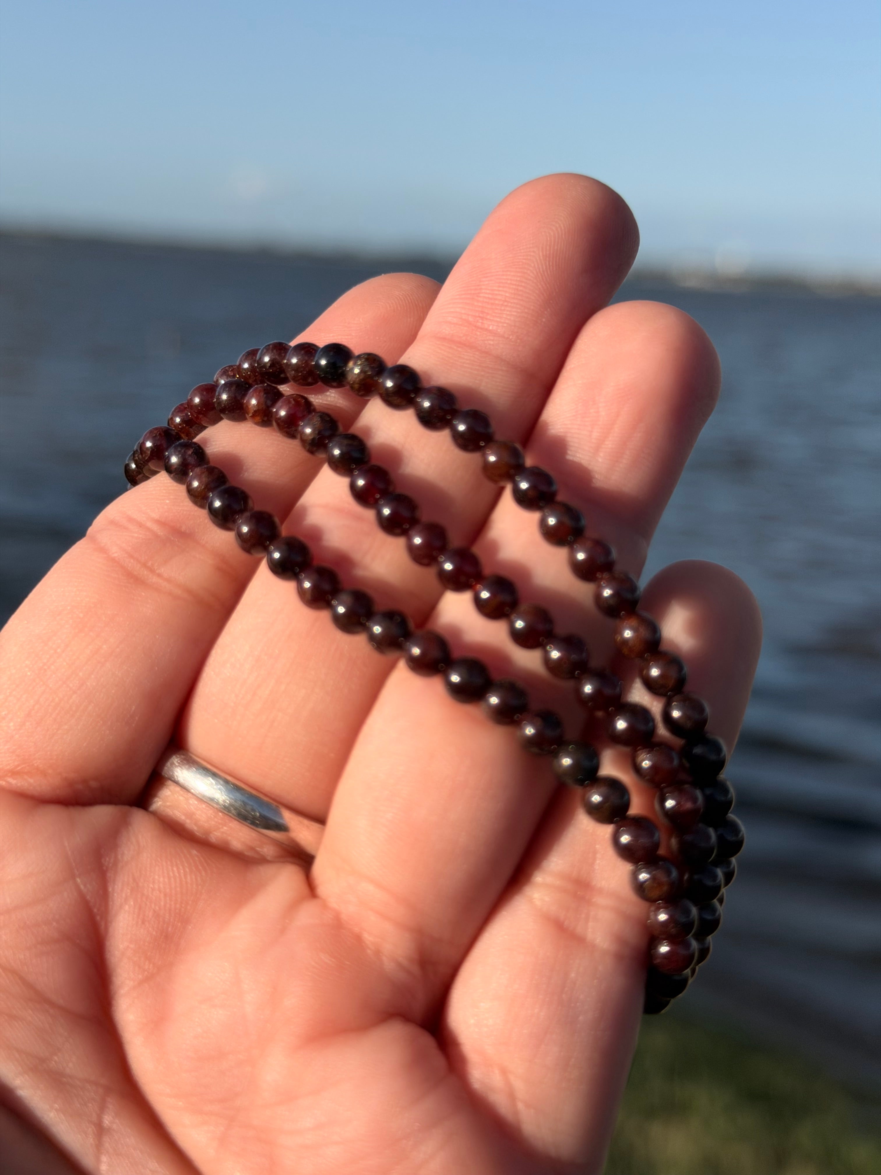 Natural Red Garnet 4mm Bracelet