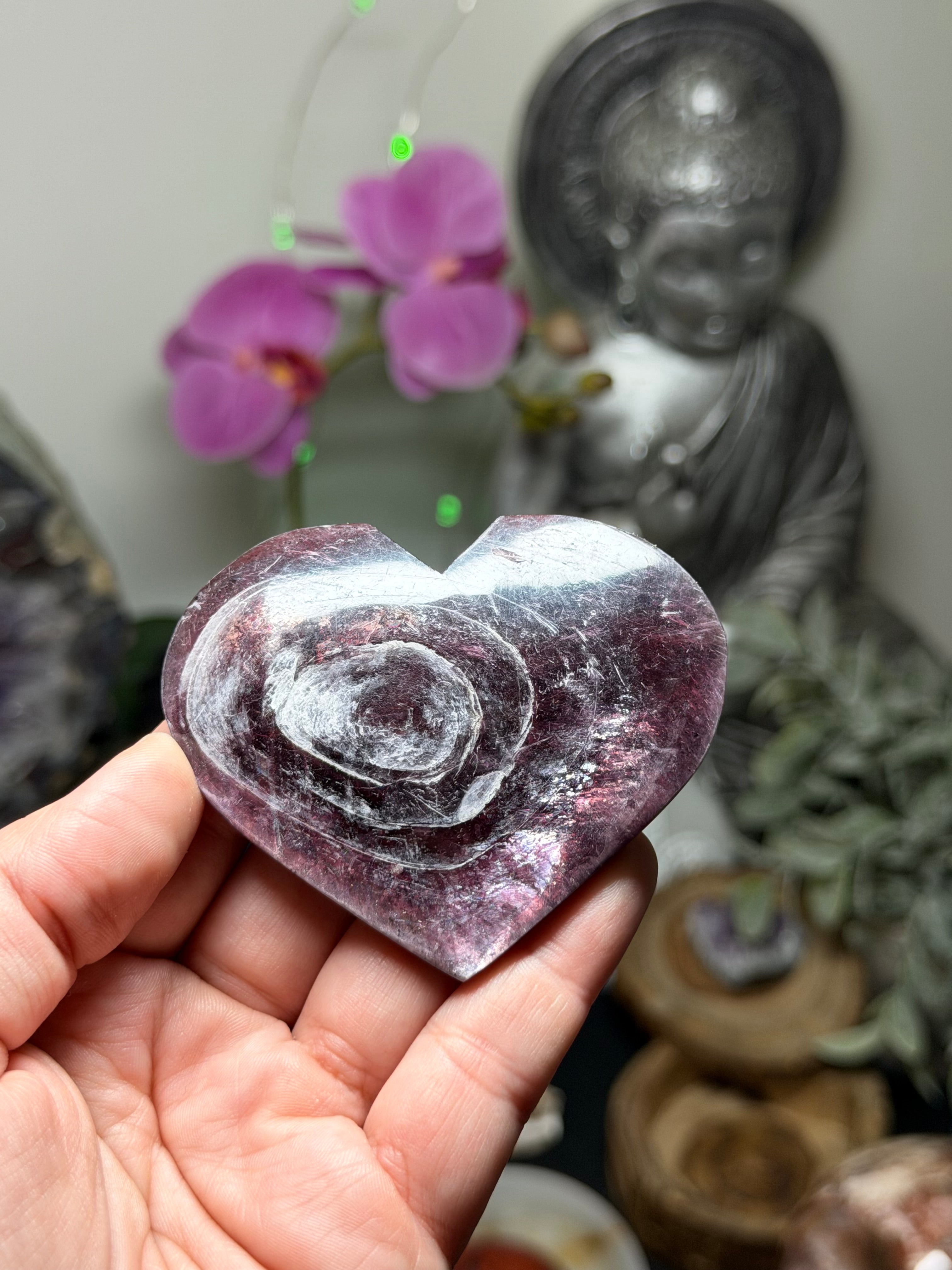 Purple Mica Lepidolite Heart