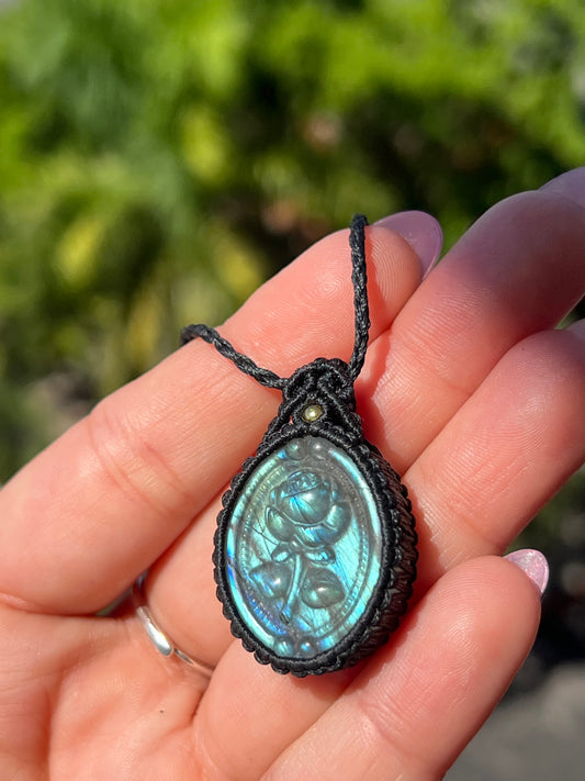 Labradorite Rose Amulet Necklace