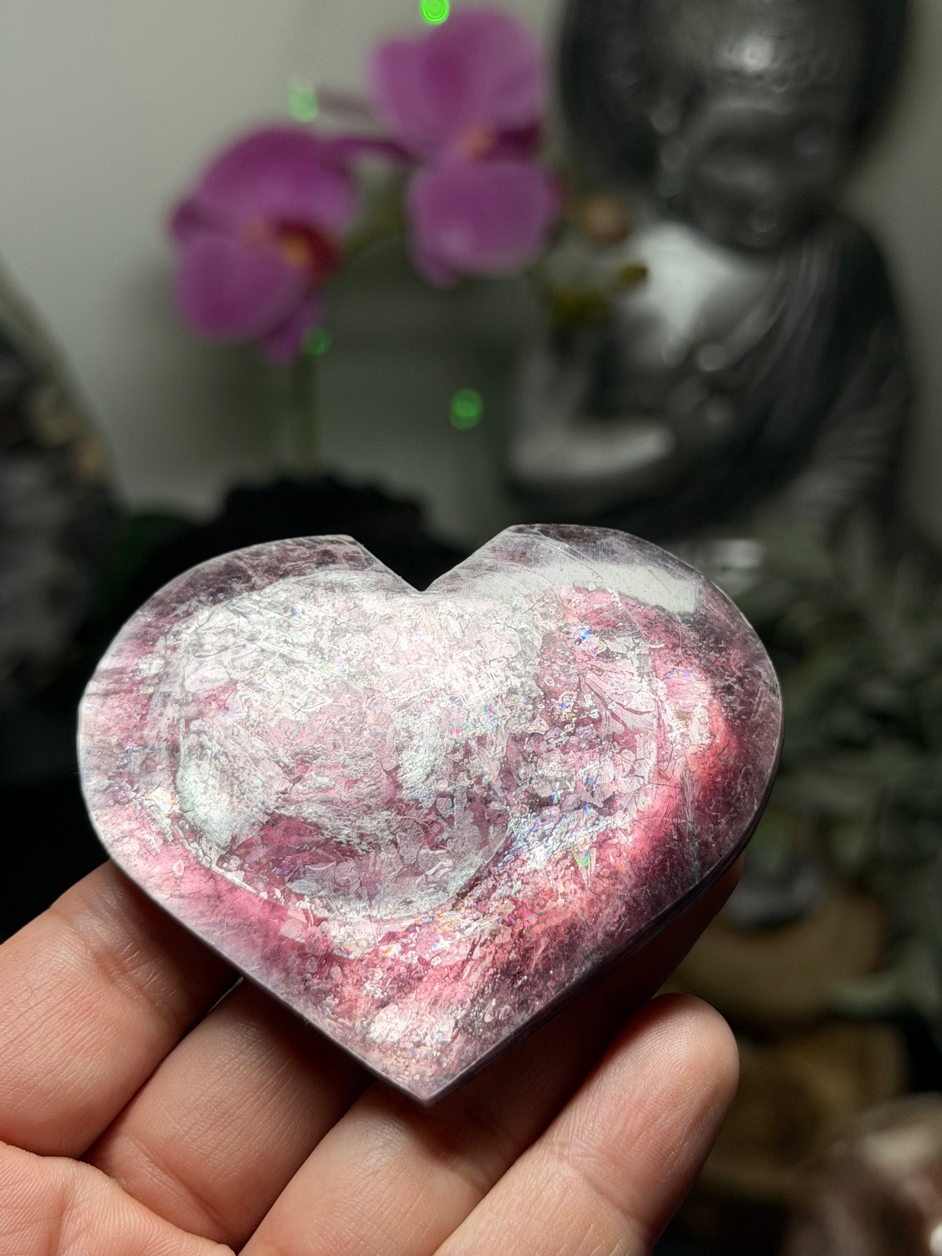 Purple Mica Lepidolite Heart