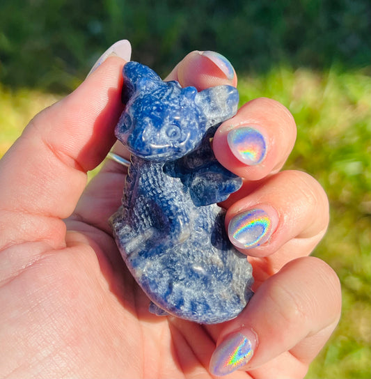 Sodalite dragon crystal carving