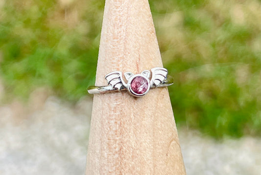 Pink Tourmaline Bat Ring