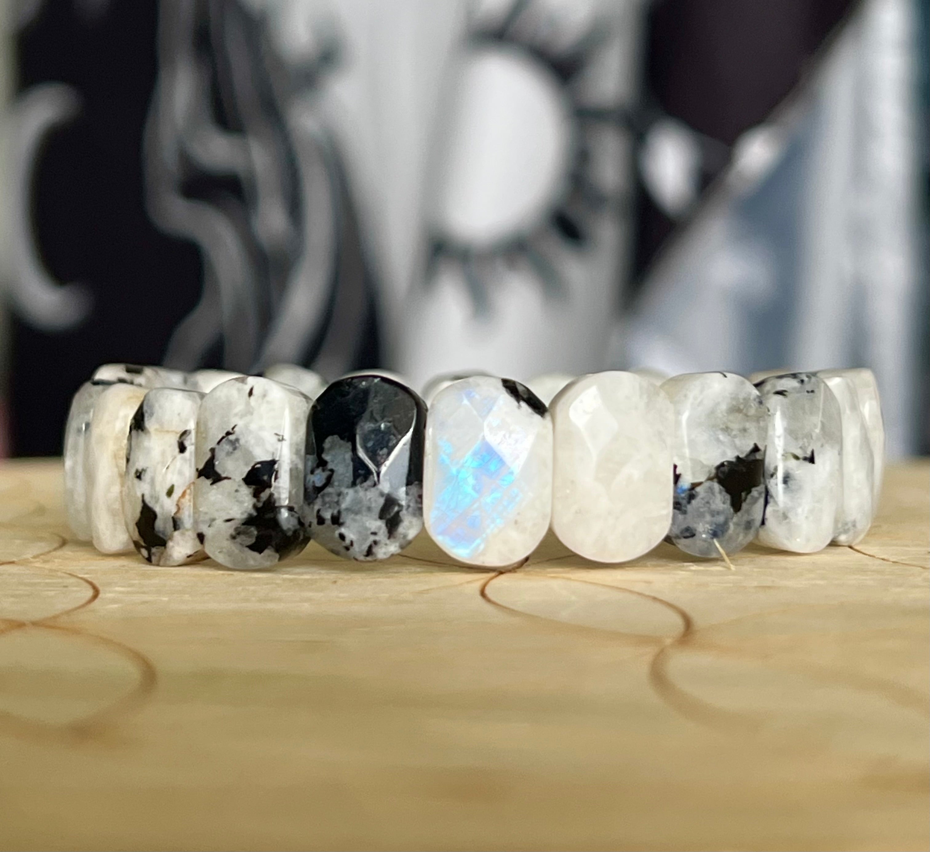 Rainbow Moonstone Bangle Bracelet