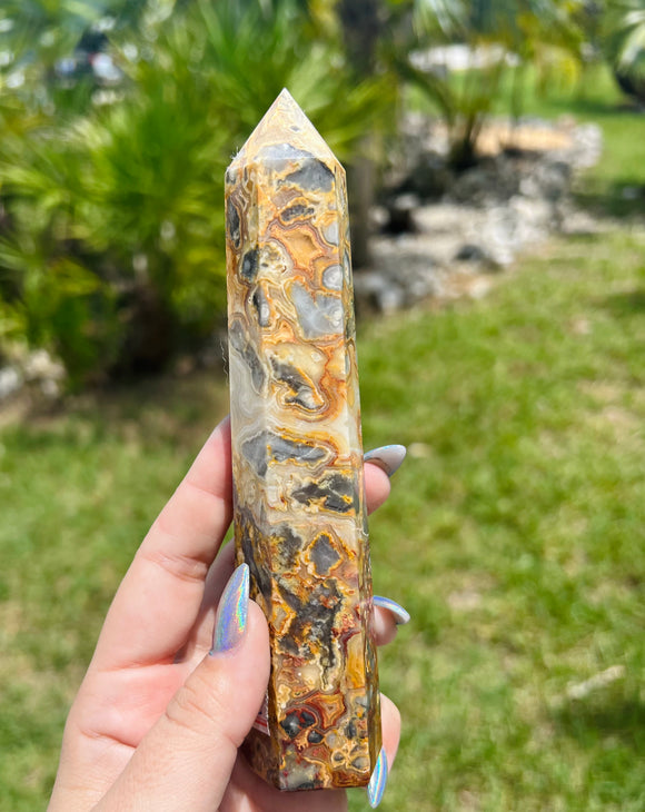 Crazy lace agate large tower