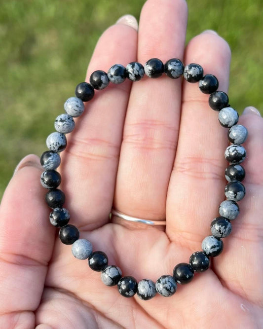 Snowflake obsidian crystal bracelet