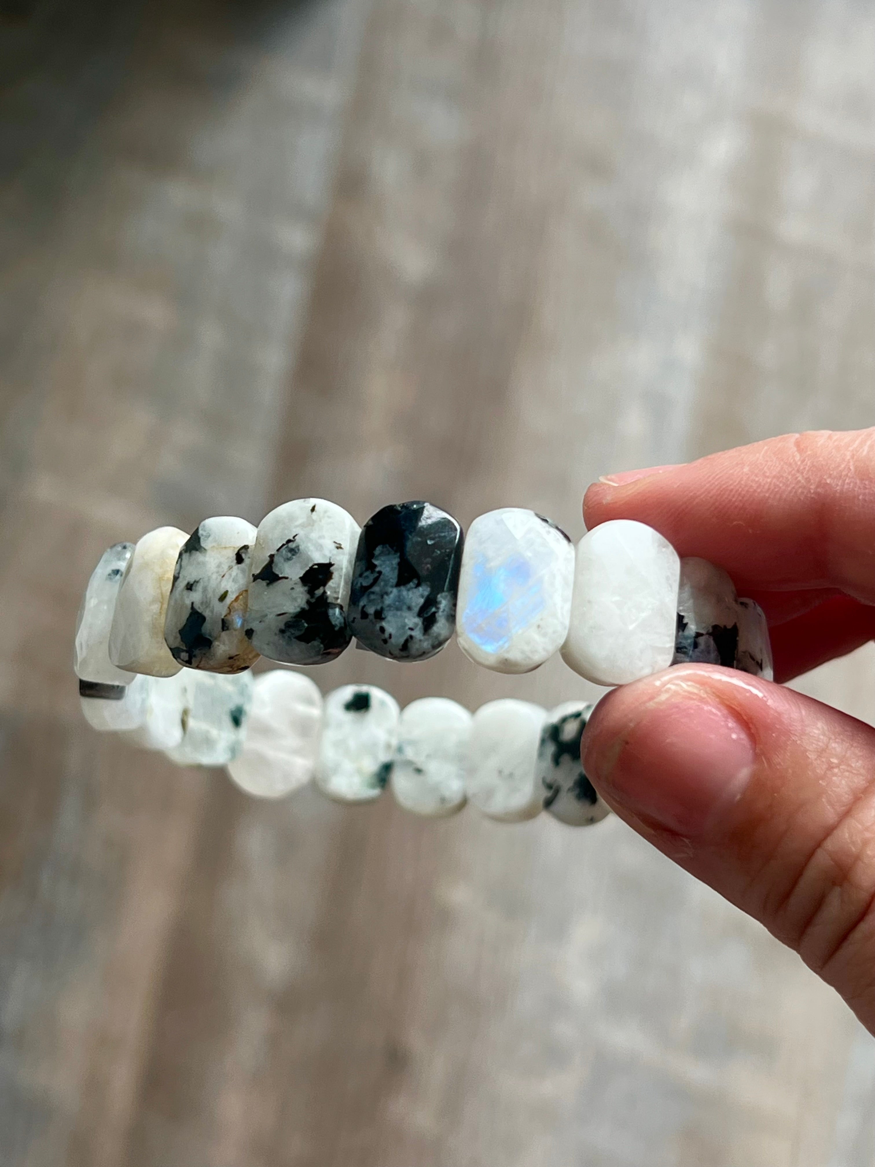 Rainbow Moonstone Bangle Bracelet