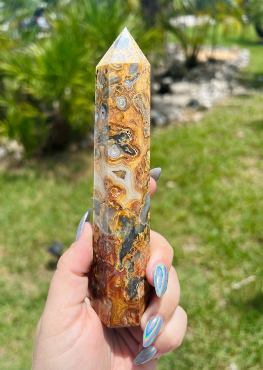 Crazy lace agate large tower