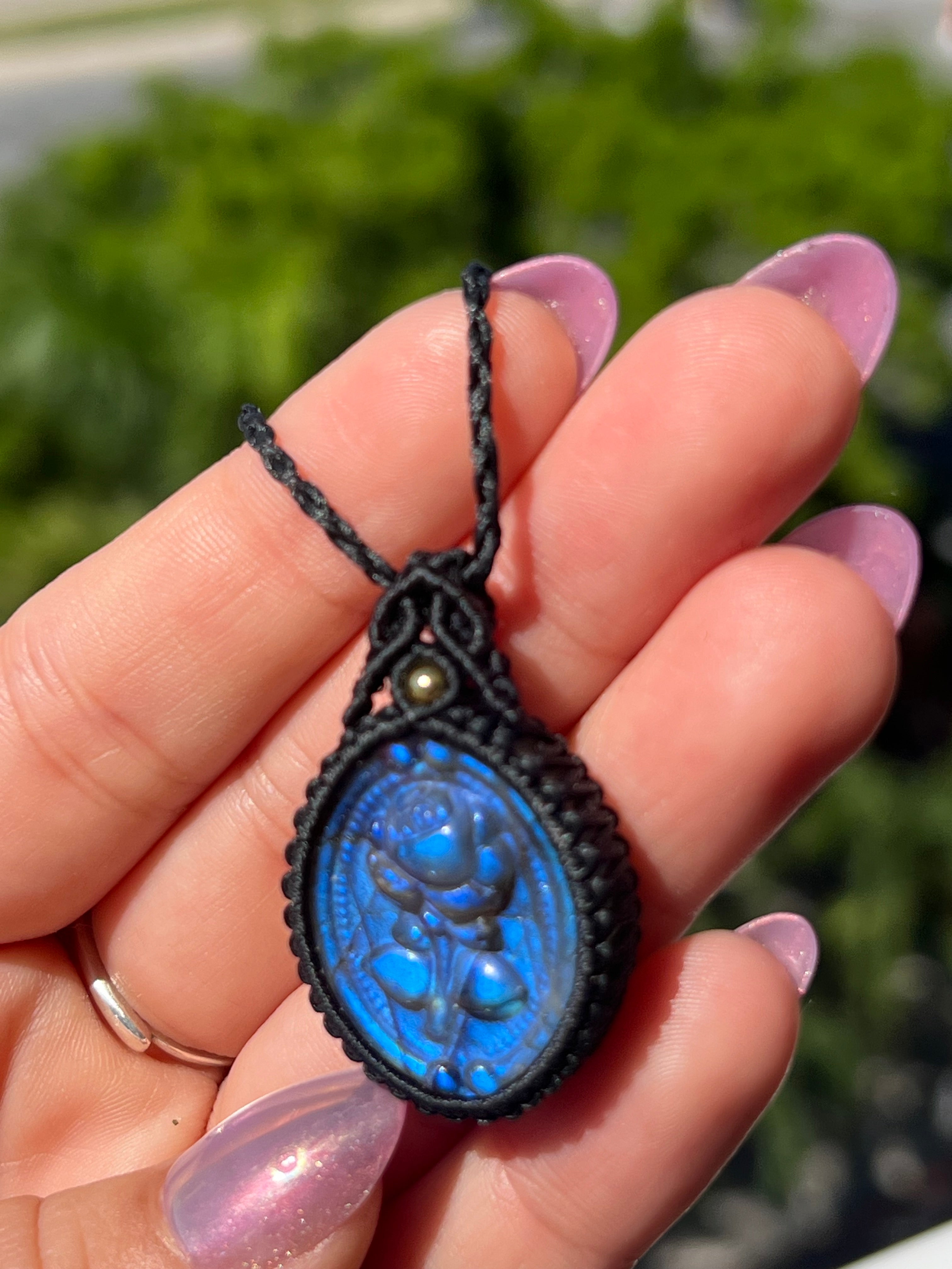 Labradorite Rose Amulet Necklace