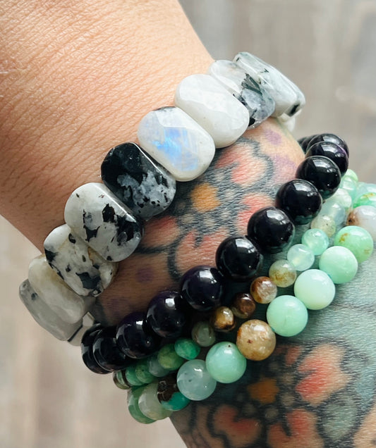 Rainbow Moonstone Bangle Bracelet