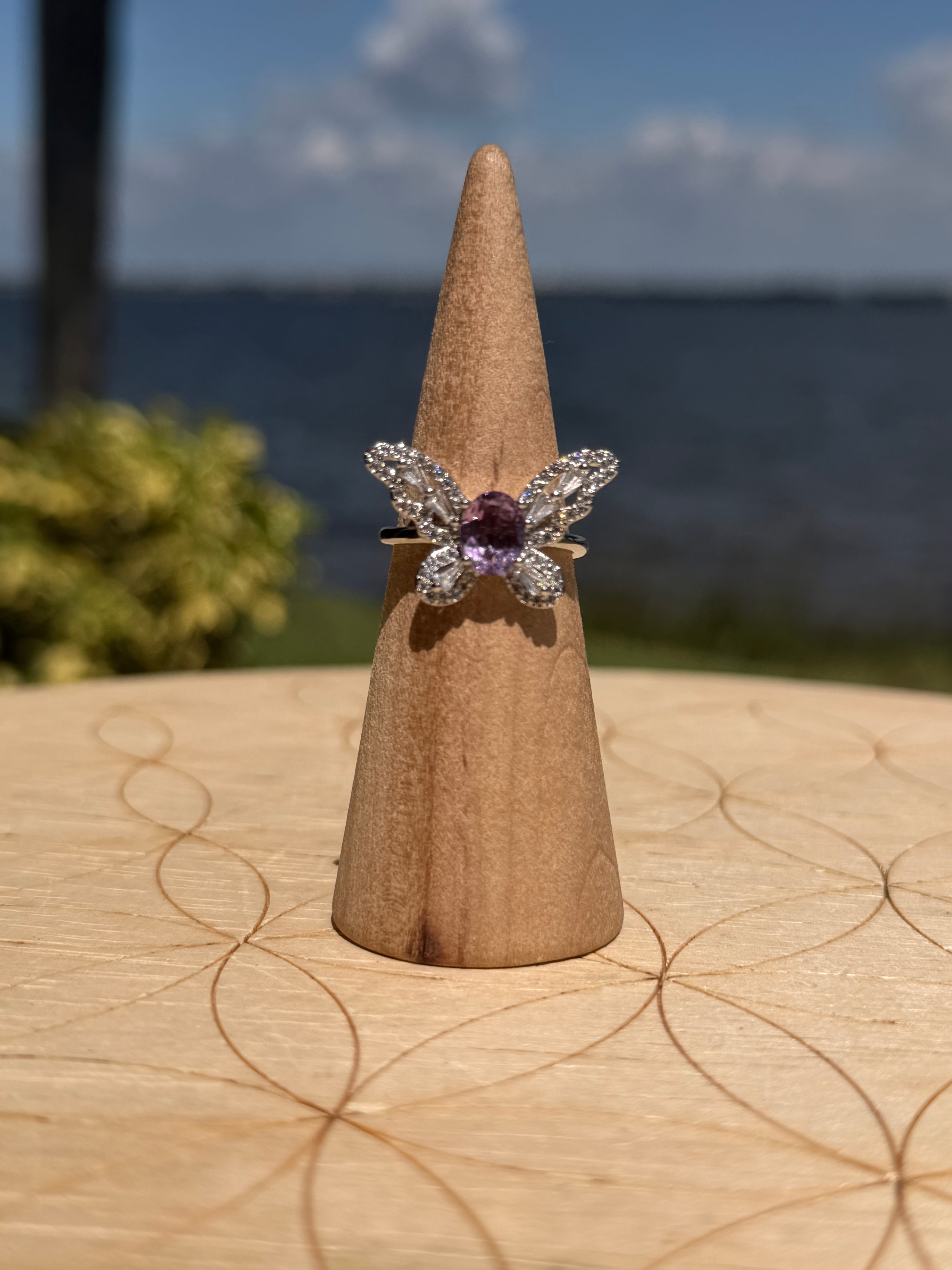 💜 Amethyst Butterfly Adjustable Ring 🦋