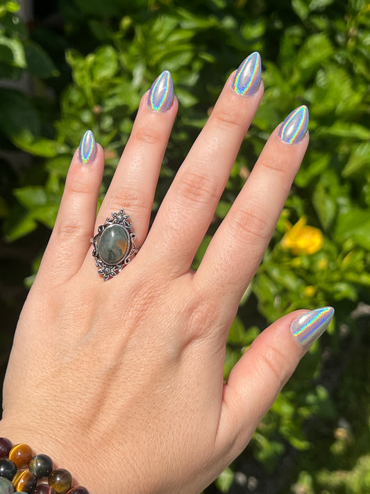 Moss agate ring