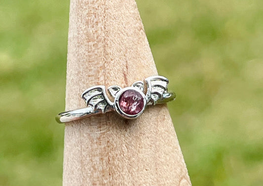 Pink Tourmaline Bat Ring