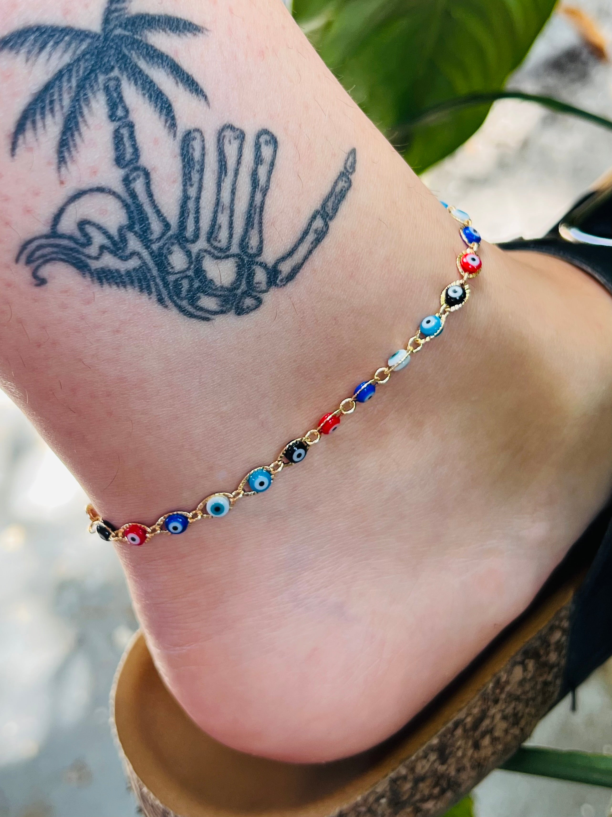 18k Goldfill Evil Eye Anklet