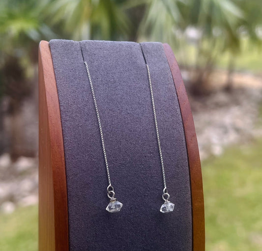 Raw Herkimer Diamond Earrings Sterling Silver