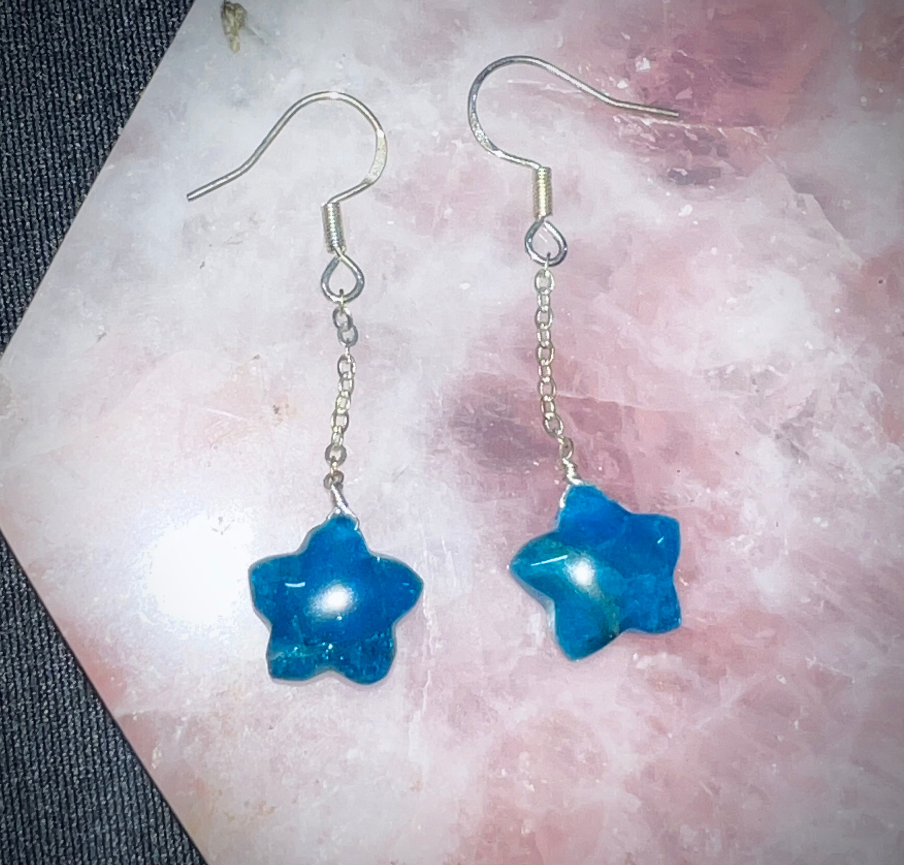 Blue Apatite Star Earrings