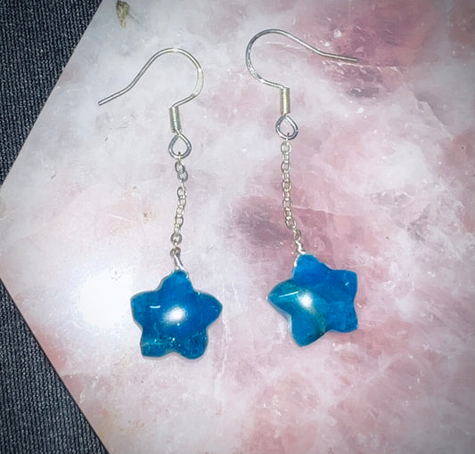 Blue Apatite Star Earrings