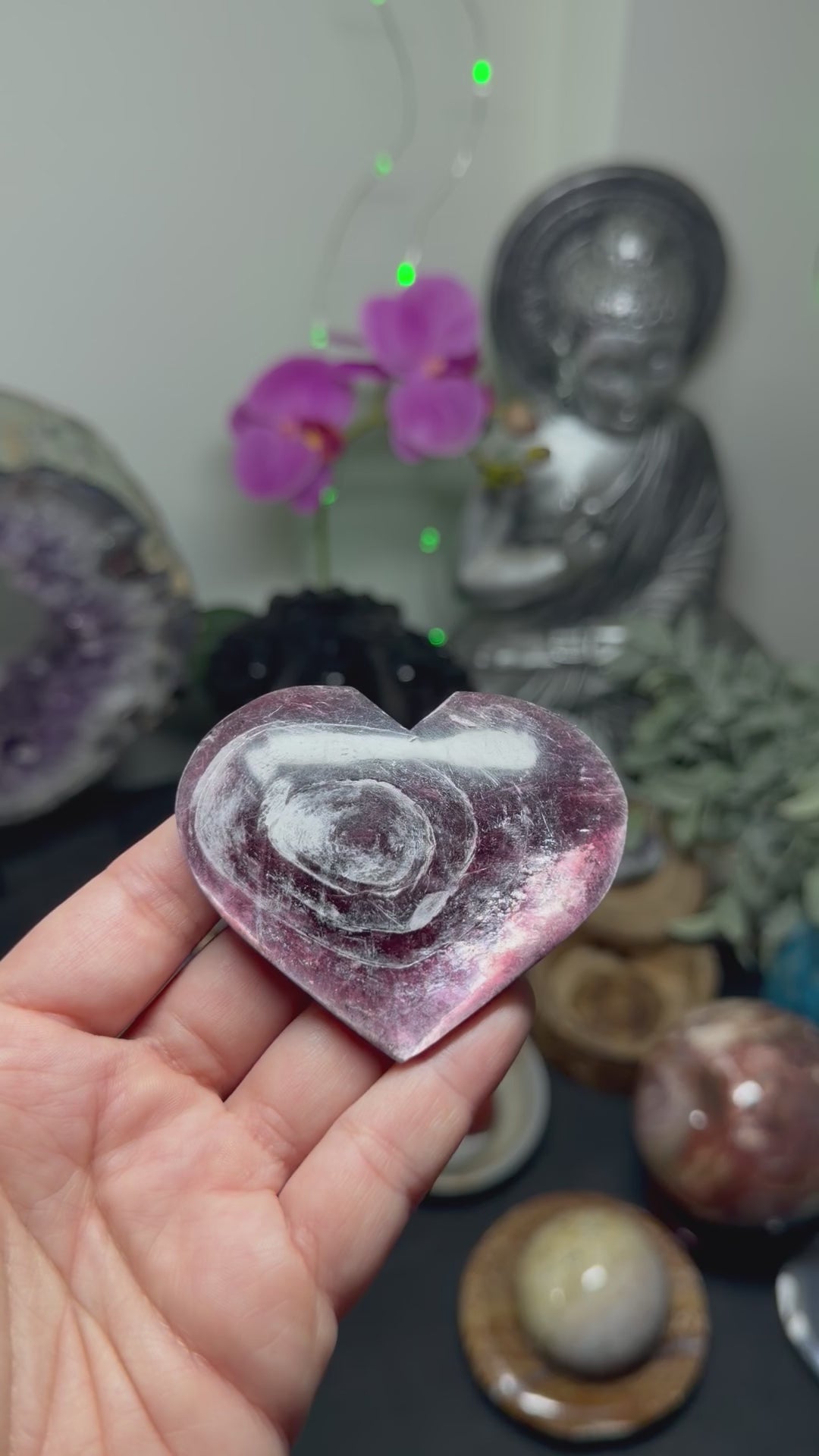 Purple Mica Lepidolite Heart