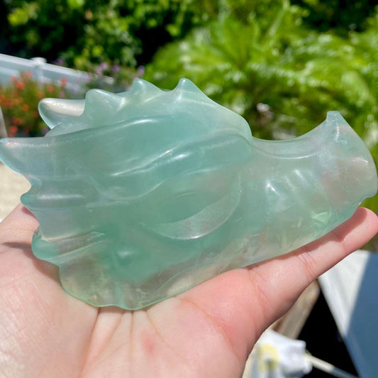 Green Fluorite XL Dragon Head Carving