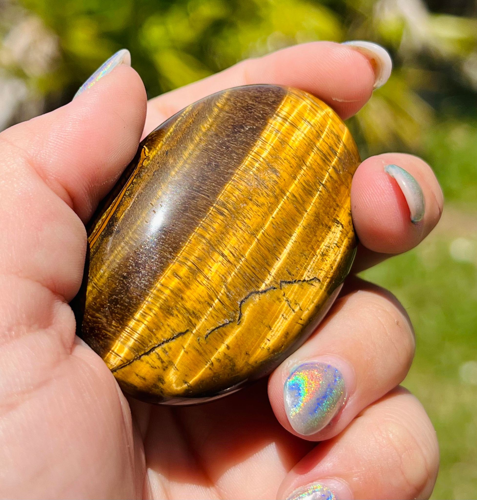 Tiger Eye Palm Stone