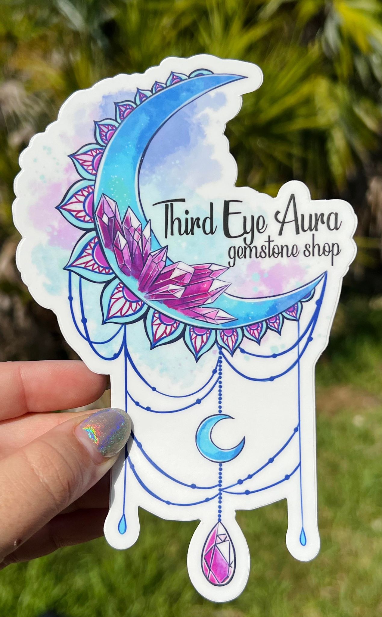 Third Eye Aura Crystal Moon Sticker