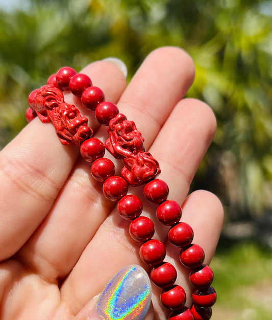 Cinnabar Pixiu Carved Bracelets