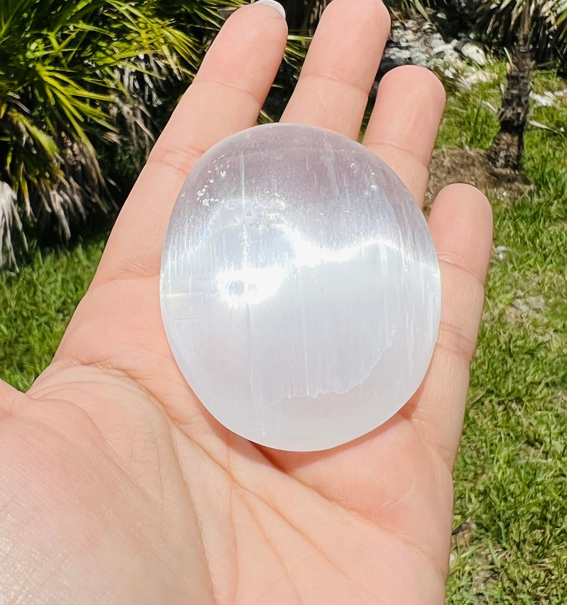 Selenite Palm Stone