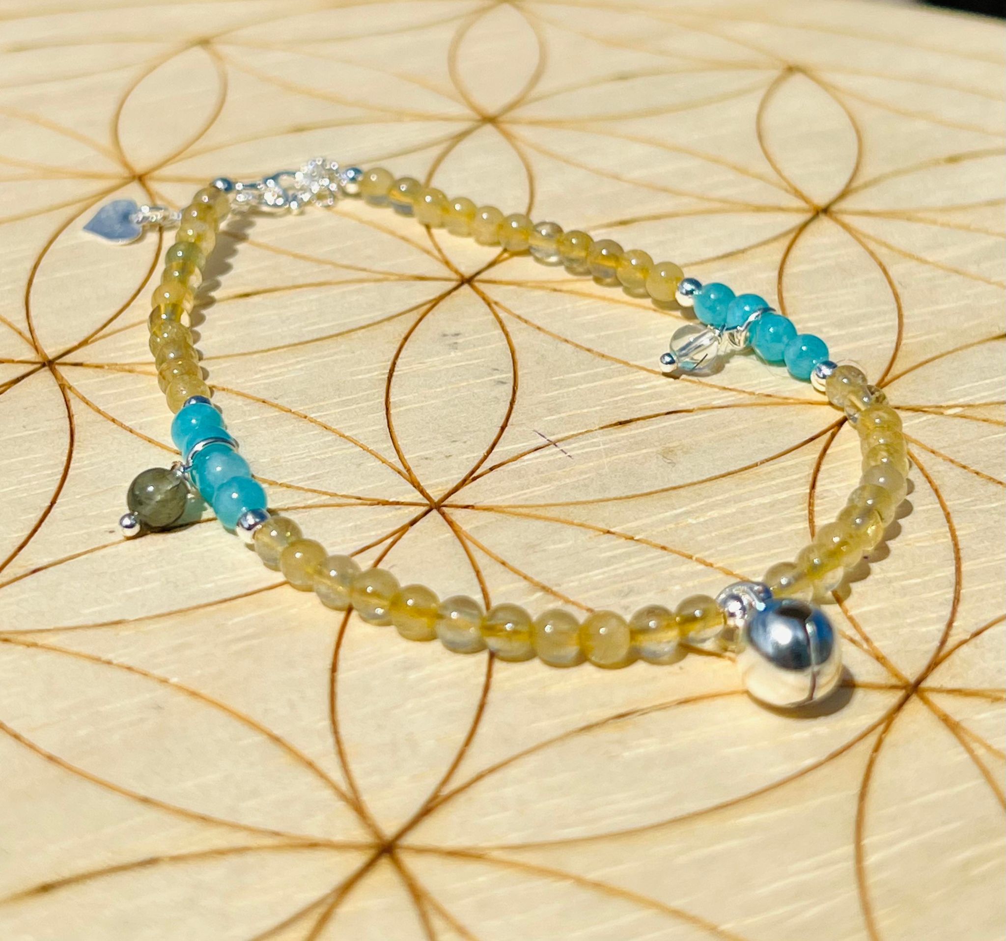 Golden Rutile & Amazonite Adjustable Anklet