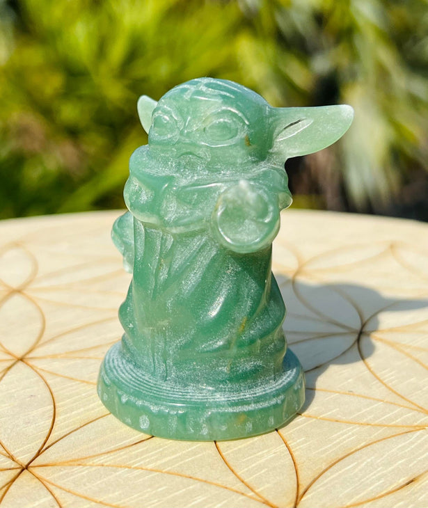 Baby Yoda Green Aventurine Carving