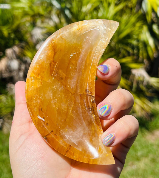 Golden Healer Moon Crystal Bowl