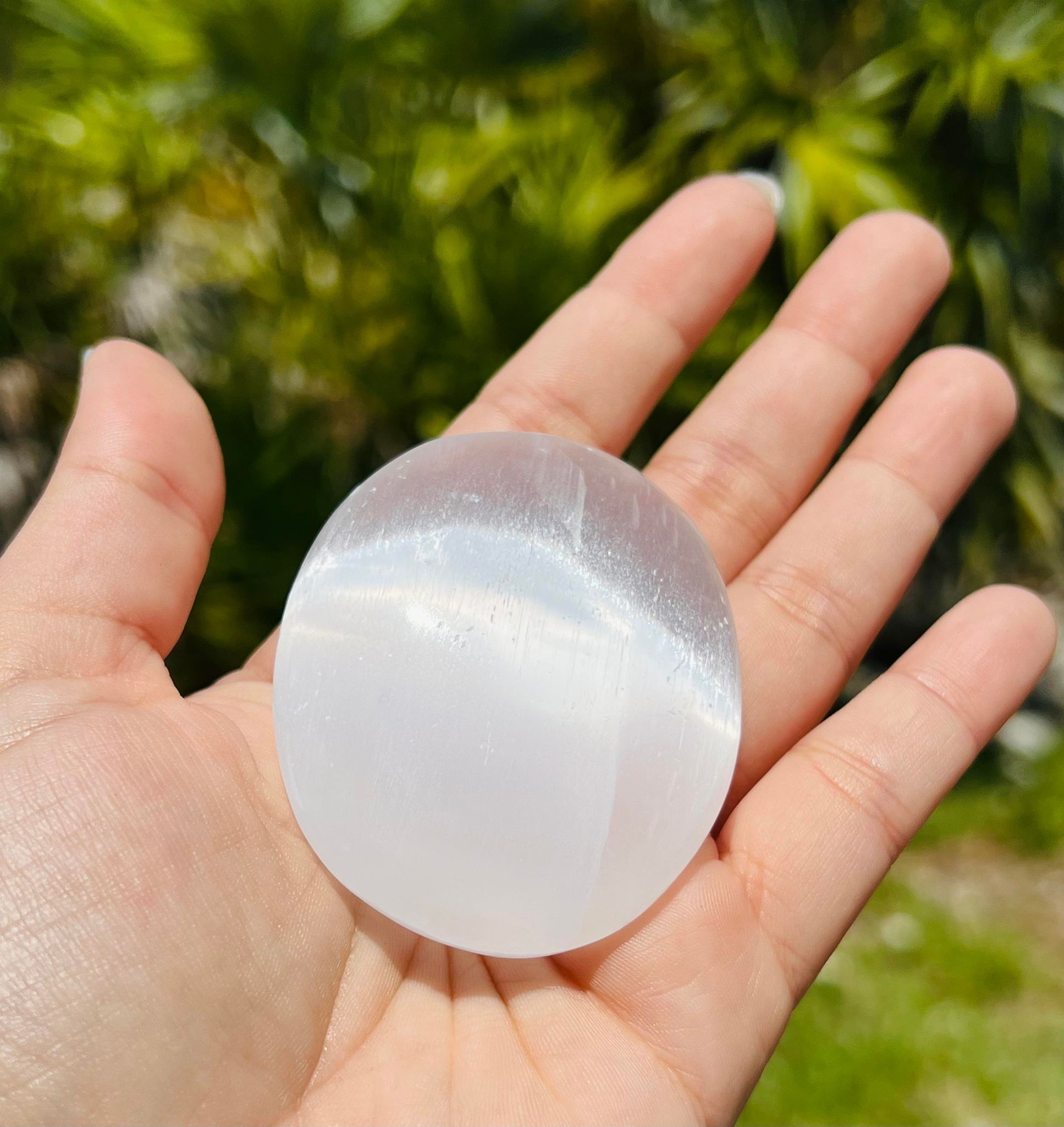 Selenite Palm Stone