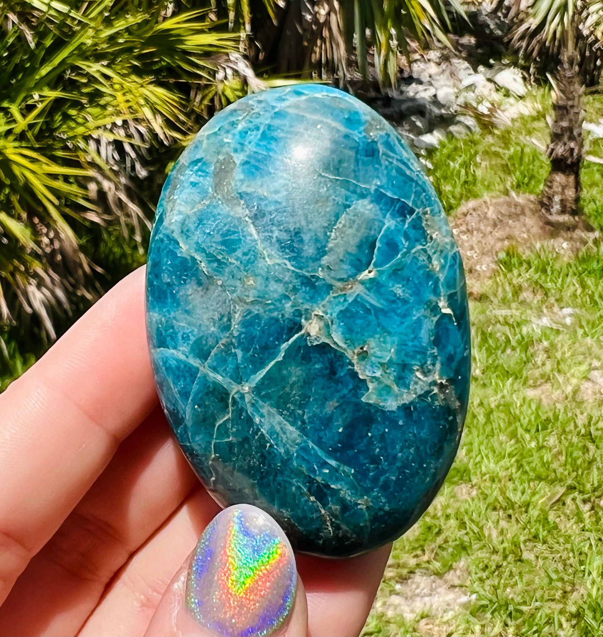 Blue Apatite Palm Stone