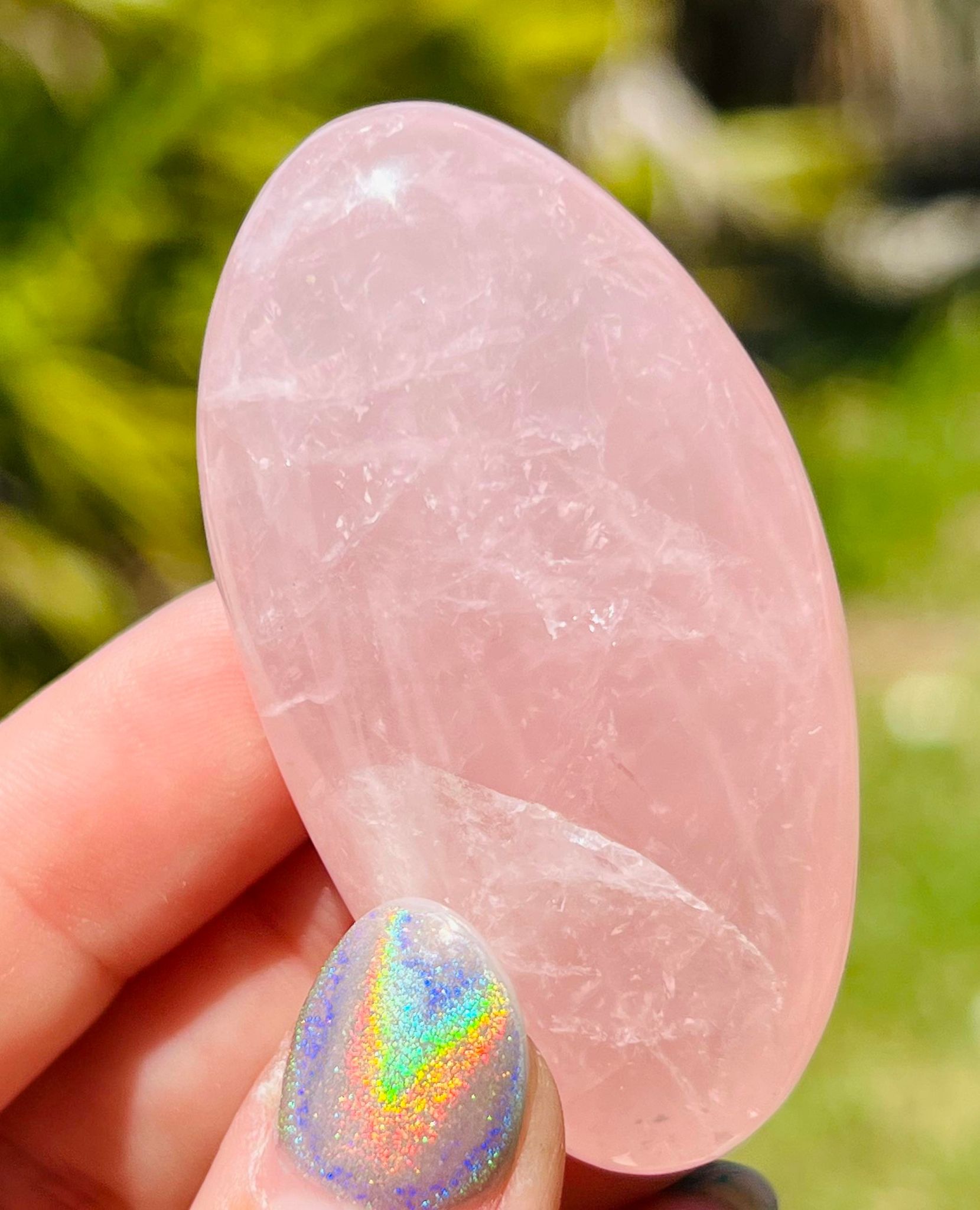 Starlite Rose Quartz Palm Stone